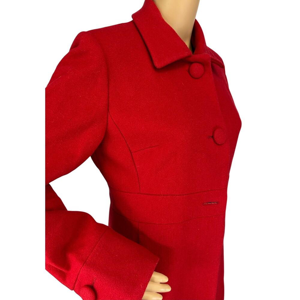J. Crew Vintage Pure Wool Classic Lady Day Coat Red 86707 Size 6 - Picture 9 of 11